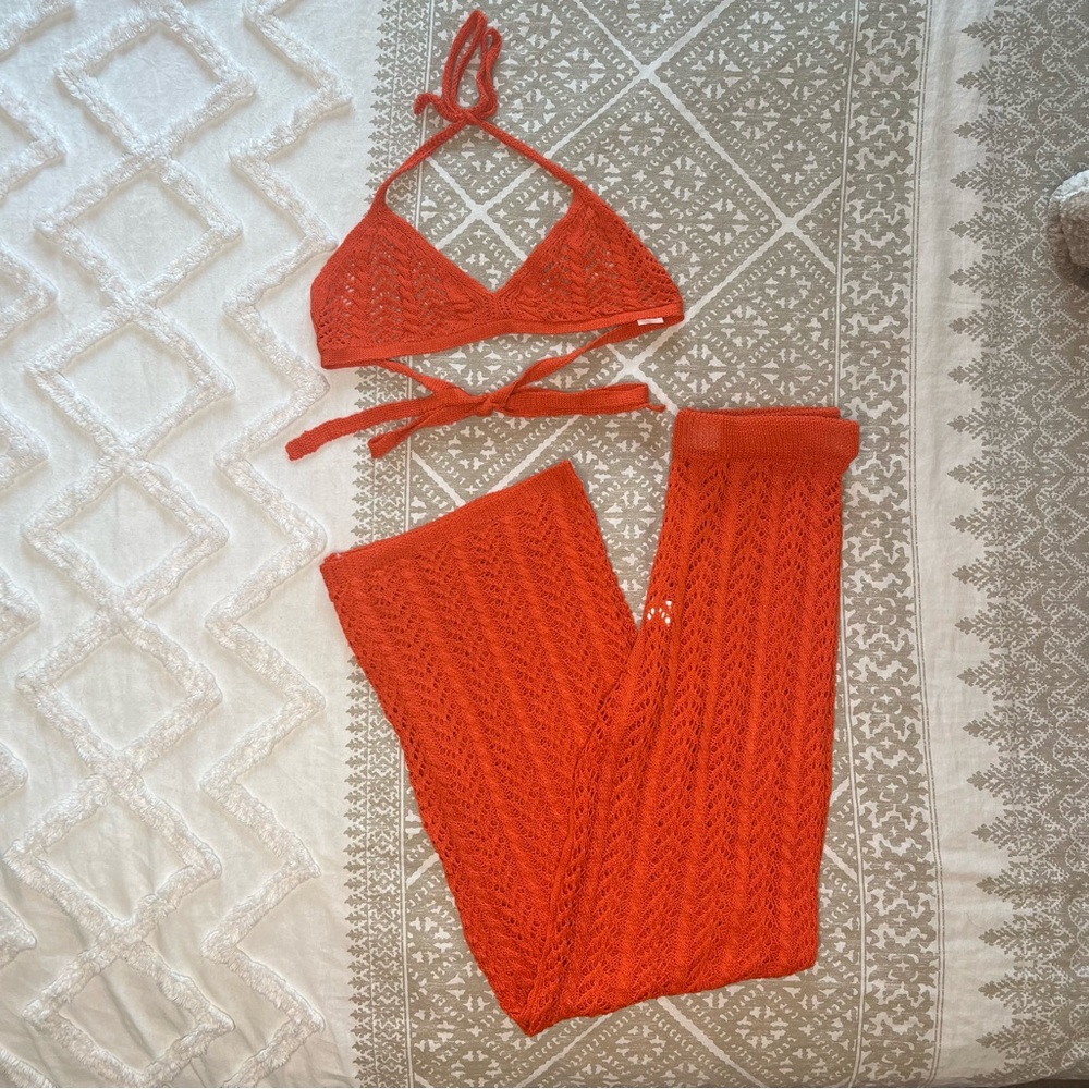 New Crochet Knitted 2 Piece Bikini Top & Pants Beach … Gem